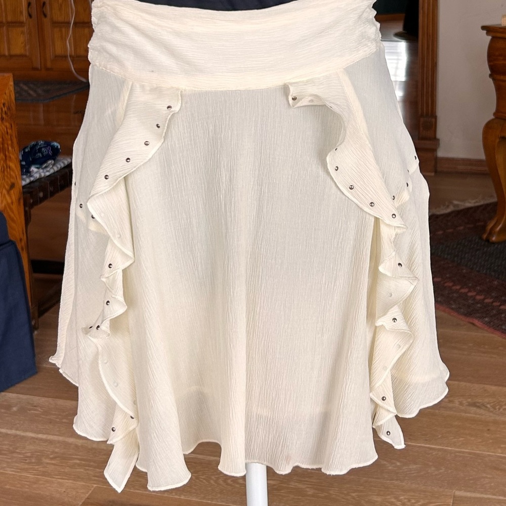 Zara White Chiffon Ruffled Skirt